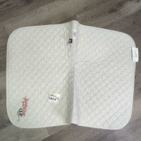 Quilt Jumper Baby Pad, "Spirit of the West Cup" *gc, clean, v. dingy, pilly, puckers, mnr hair, rubs, stains, hole, threads
