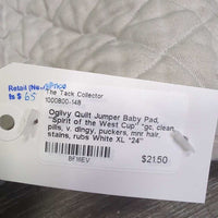 Quilt Jumper Baby Pad, "Spirit of the West Cup" *gc, clean, pills, v. dingy, puckers, mnr hair, stains, rubs
