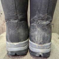 Tall Rubber Boots *gc/fair, scuffs, film, clean, peeling & cracking ankles, chipped/loose heels, older, stains, hairy
