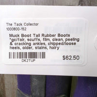 Tall Rubber Boots *gc/fair, scuffs, film, clean, peeling & cracking ankles, chipped/loose heels, older, stains, hairy
