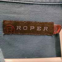 MENS Denim Western Shirt, snaps *gc, mnr faded, seam puckers
