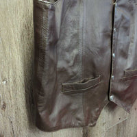 MENS Light Leather Vest, Snaps *vgc, clean, loose lining, mnr scuffs/rubs & pin holes
