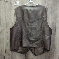 MENS Light Leather Vest, Snaps *vgc, clean, loose lining, mnr scuffs/rubs & pin holes
