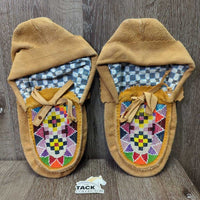 Pr Beaded Lined Deerskin Moccasins *like new
