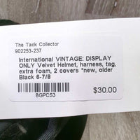 VINTAGE: DISPLAY ONLY Velvet Helmet, harness, tag, extra foam, 2 covers *new, older
