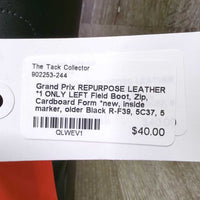 REPURPOSE LEATHER *1 ONLY LEFT Field Boot, Zip, Cardboard Form *new, inside marker, older
