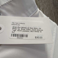 LS Sun Shirt, 1/4 Snap Up, Snap Collar, mesh sleeves *vgc, seam puckers, 26.5
