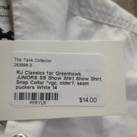 JUNIORS SS Show Shirt Show Shirt, Snap Collar *vgc, older?, seam puckers
