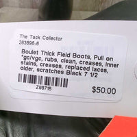 Thick Field Boots, Pull on *gc/vgc, rubs, clean, creases, inner stains, creases, replaced laces, older, scratches
