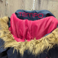 Juniors Winter Jacket, Hood, "fur" trim, Zipper *vgc, mnr wrinkles & threads
