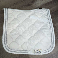 Quilt Dressage Pad, x3 piping *vgc, clean, mnr curled edges, v. mnr hair, snags, pills, rubs, snags, unstitched, puckers
