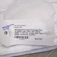Quilt Dressage Pad, x3 piping *vgc, clean, mnr curled edges, v. mnr hair, snags, pills, rubs, snags, unstitched, puckers
