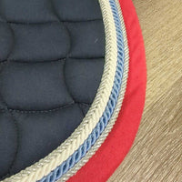 Quilt Jumper Pad, x4 piping *gc, clean, cut tabs, pilly, faded, mnr hair, rubs, stains
