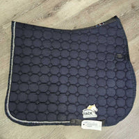 Quilt Dressage Pad, bling, piping *gc, clean, cut tabs, stains, dirty, faded, hair, pilly, mnr puckers, rubs, bent bling
