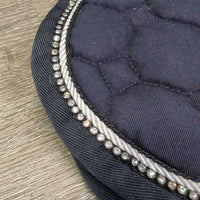 Quilt Dressage Pad, bling, piping *gc, clean, cut tabs, stains, dirty, faded, hair, pilly, mnr puckers, rubs, bent bling
