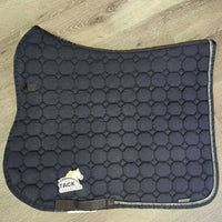 Quilt Dressage Pad, bling, piping *gc, clean, cut tabs, stains, dirty, faded, hair, pilly, mnr puckers, rubs, bent bling
