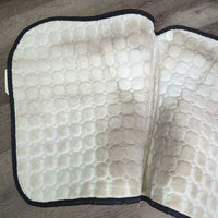 Quilt Dressage Pad, bling, piping *gc, clean, cut tabs, stains, dirty, faded, hair, pilly, mnr puckers, rubs, bent bling
