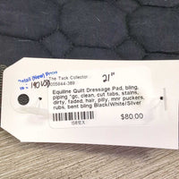 Quilt Dressage Pad, bling, piping *gc, clean, cut tabs, stains, dirty, faded, hair, pilly, mnr puckers, rubs, bent bling

