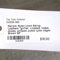 Narrow Nylon Lined Stirrup Leathers *gc/fair, v.rubbed, faded, zholes, scrapes, pulled nylon edges
