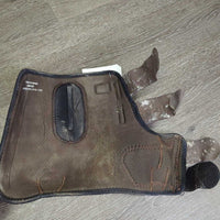Closed Hind Skid Sport Boots, velcro *fair/gc, clean & dirty, faded, torn, velcro, threads, hairy, rubs, pills

