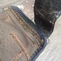 Closed Hind Skid Sport Boots, velcro *fair/gc, clean & dirty, faded, torn, velcro, threads, hairy, rubs, pills
