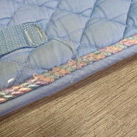 Quilt Jumper Pad, piping *gc, clean, mnr stains, faded, pills, rubs, threads, puckers, curled edges, holey edges
