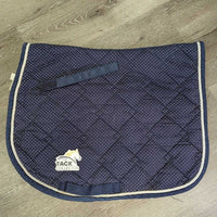 Quilt Jumper Pad, piping *gc/fair, clean, pilly, rubs, holey edges, mnr hair, threads, faded, puckers
