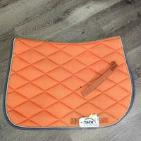 Thick Quilt Jumper Pad, piping *gc/fair, clean, pilly, hair, stains, faded, rubs, curled & holey edges
