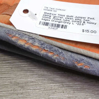 Thick Quilt Jumper Pad, piping *gc/fair, clean, pilly, hair, stains, faded, rubs, curled & holey edges
