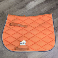 Thick Quilt Jumper Pad, piping *gc/fair, clean, pilly, hair, stains, faded, rubs, curled & holey edges
