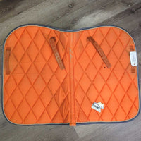 Thick Quilt Jumper Pad, piping *gc/fair, clean, pilly, hair, stains, faded, rubs, curled & holey edges
