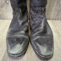 Field Boots, Zips *gc, v.rubbed, clean, v.faded, residue, v.scuffed, stretched els, toe dents
