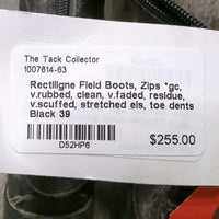 Field Boots, Zips *gc, v.rubbed, clean, v.faded, residue, v.scuffed, stretched els, toe dents
