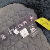 Quilt & Sheepskin Half Pad, Rolled Edge *fair, dirty, stains, v.thin & holey pommel, clumpy, older, discolored
