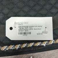 Quilt Dressage Saddle Pad, piping *vgc/gc, clean, hairy, stains?residue, glitter
