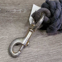 Cotton Lead Rope, snap *gc/fair, dirty, smell, residue, faded, uncoiling, frayed, snags, pills

