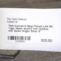 Thin Curved D Ring French Link Bit *vgc, clean, scuffs, mnr residue, mnr loose hinges
