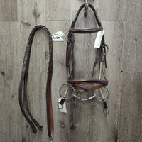 Rsd Monocrown Bridle, Braided Reins, Gag Cheeks, 5" Metalab Eggbutt Gag *xc, clean, mnr stains, scuffs & rubs

