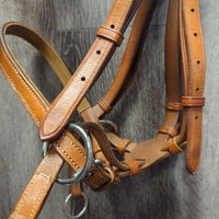 Bitless Sidepull Bridle, Braided Reins & Western Split Reins *like new, mnr dents & stains
