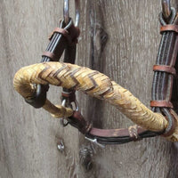 Sidepull Headstall, Thin Soft Rawhide Noseband *xc/like new, v.mnr film, inner dirt?stain
