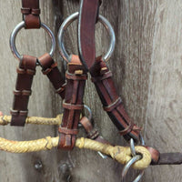 Sidepull Headstall, Thin Soft Rawhide Noseband *xc/like new, v.mnr film, inner dirt?stain
