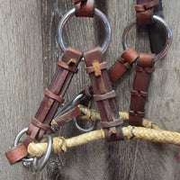 Sidepull Headstall, Thin Soft Rawhide Noseband *xc/like new, v.mnr film, inner dirt?stain
