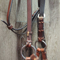 Sidepull Headstall, Thin Soft Rawhide Noseband *xc/like new, v.mnr film, inner dirt?stain
