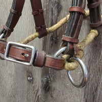 Sidepull Headstall, Thin Soft Rawhide Noseband *xc/like new, v.mnr film, inner dirt?stain
