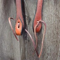 Flat Headstall, laces *like new, stiff, mnr dents & film
