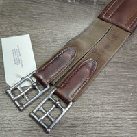 Padded Leather "Overlay" Girth. 1x els *vgc, clean, stained, dented? edge, scuffs, mnr hair, stretched els
