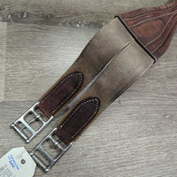 Padded Leather "Overlay" Girth. 1x els *vgc, clean, stained, dented? edge, scuffs, mnr hair, stretched els
