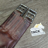 Padded Leather "Overlay" Girth. 1x els *vgc, clean, stained, dented? edge, scuffs, mnr hair, stretched els

