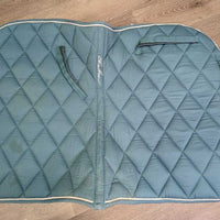 Thick Quilt Jumper Pad, piping *gc, clean, mnr hair, rubs, threads, unstitched, stains, snags, puckers, curled edges, faded
