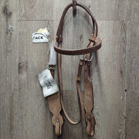 Thick Wide Beaded Cheeks Headstall, Suede, Buckstitch, tag *new, mnr stains
